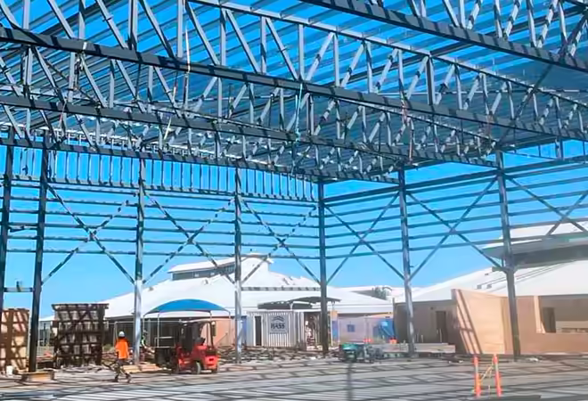 Steel fabrication for warehouse construction